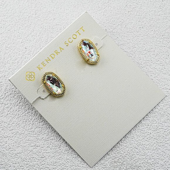 Kendra Scott White Iridescent Glass Stud Earrings - Picture 1 of 1